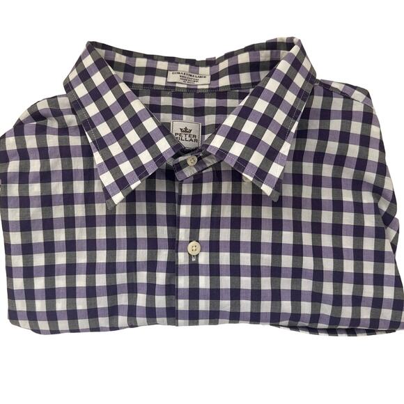 Peter Millar Men’s Button Down Dress Shirt Purple Plaid  XXL NWOT Quiet Luxury - Picture 1 of 10